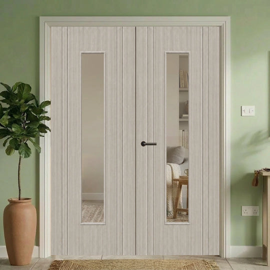 Capri Light Grey Clear Glazed Laminate Door Pair