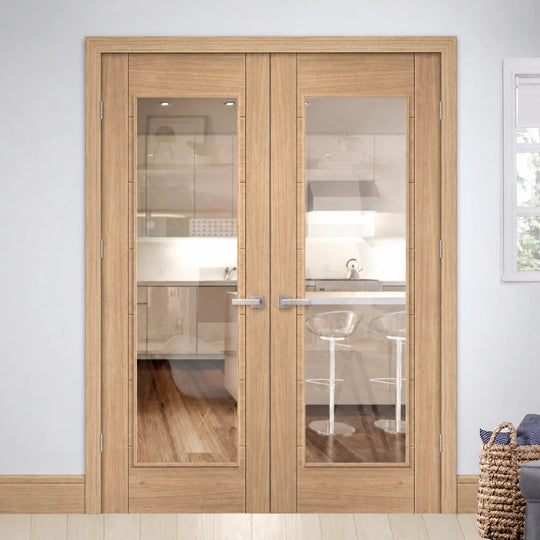 Carini Oak 1L Clear Glazed Door Pair