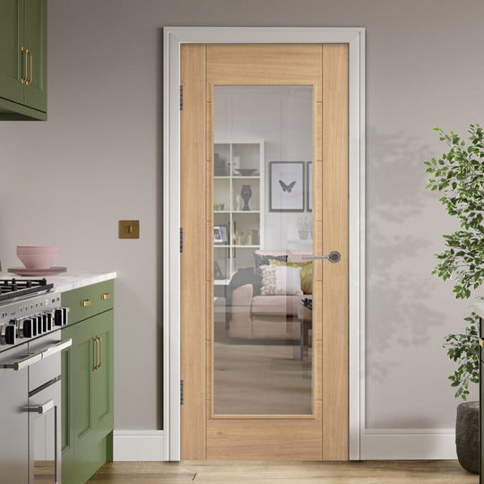 Carini Oak 1L Clear Glazed Door