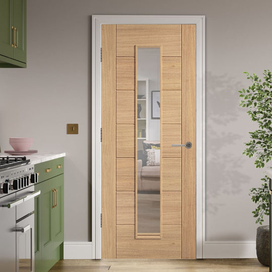 Carini Oak Long Light Clear Glazed Door Fully Finished