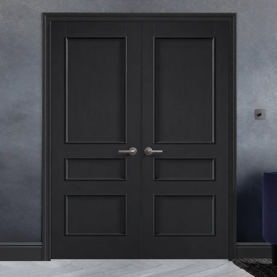 Charcoal Black Toledo 3 Panel Internal Door Pair