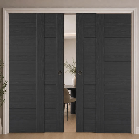 Charcoal Black Vancouver 5P 4 Door Telescopic Pocket Door System