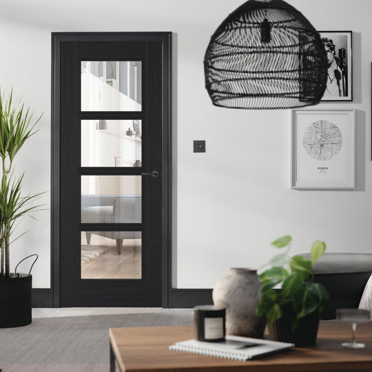 Charcoal Black Vancouver Glazed Fire Door