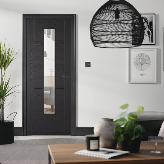 Charcoal Black Vancouver Glazed 1L Fire Door