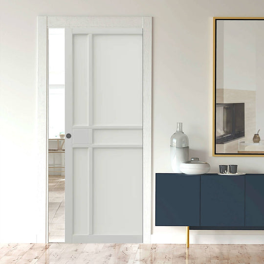 City White Industrial Style Pocket Doorset