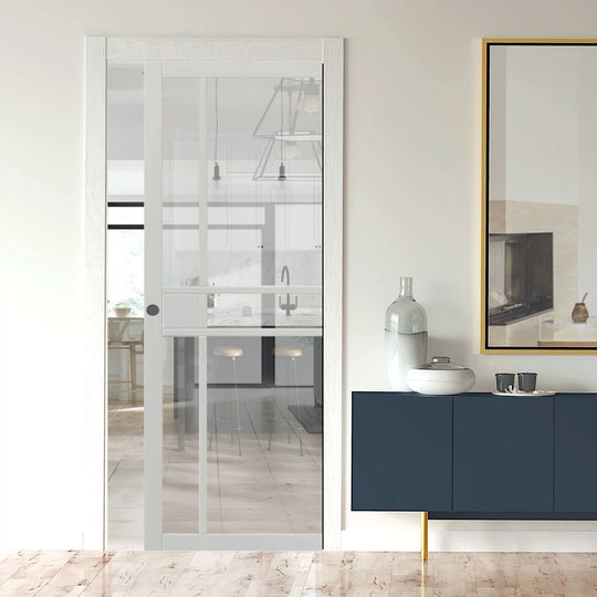 City White Industrial Style Glazed Pocket Doorset