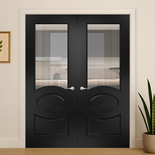 Clarendon Black Clear Glazed Door Pair Fully Finished