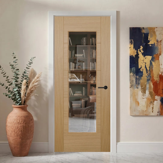 Cotswold Oak 1 Light Glazed Internal Door Fully Finished