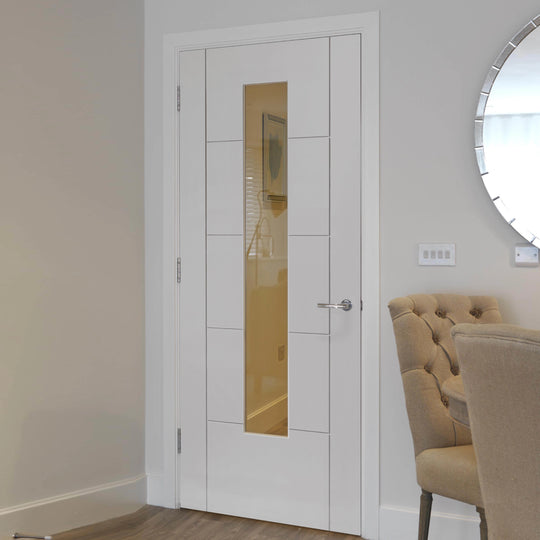Tigris White Primed Slim Glazed Internal Door