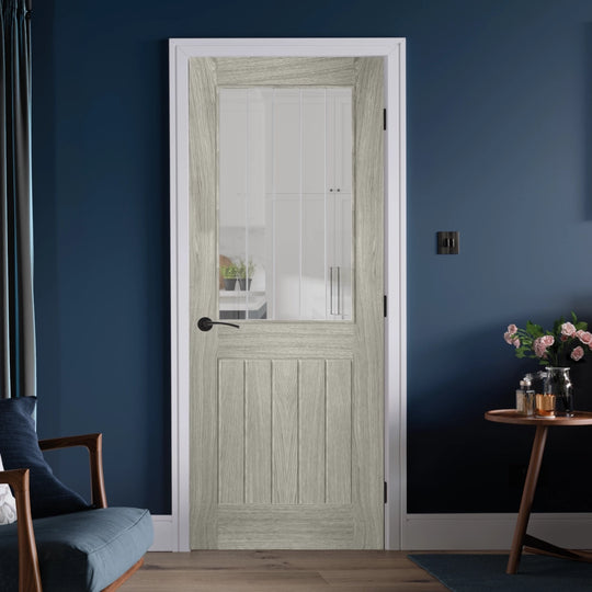 Cottage Light Grey Laminate Glazed Door