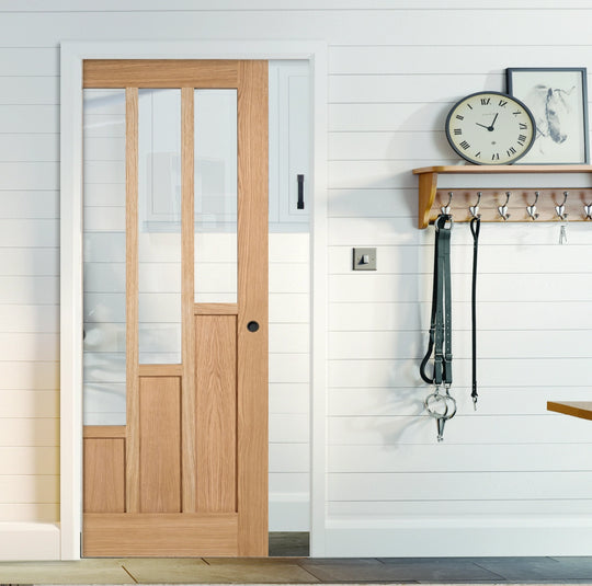 Coventry Oak Clear Glazed Pocket Door Set