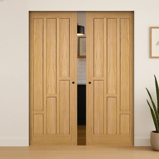 Coventry Oak Double Flush Pocket Door Set