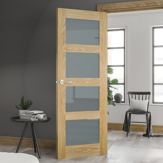 Coventry Oak Obscure Glazed Door Fully Finished