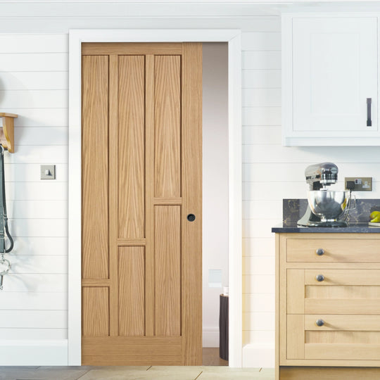 Oak Coventry 6 Panel Pocket Door Set