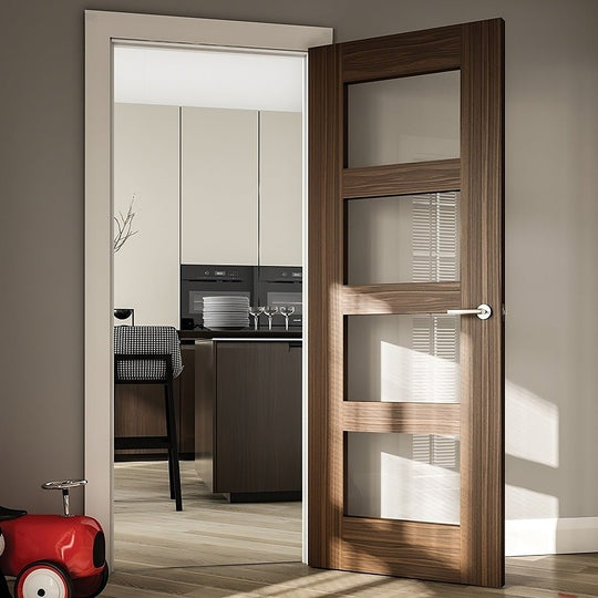Walnut Shaker Clear Glazed Internal Fire Door
