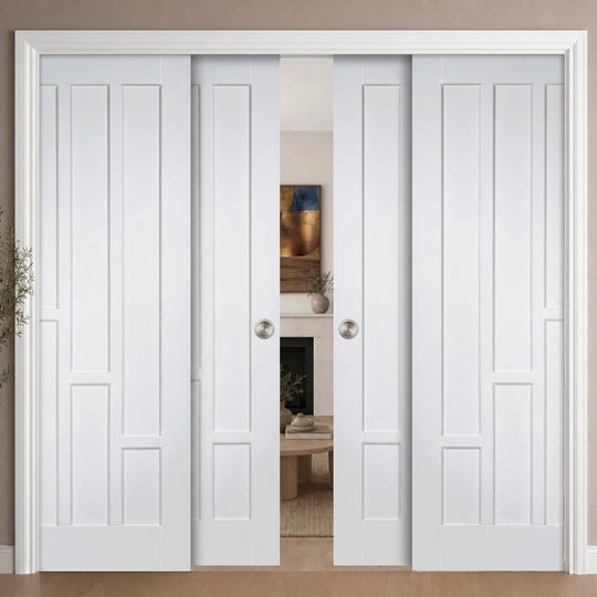Coventry White 4 Door Telescopic Pocket Door System
