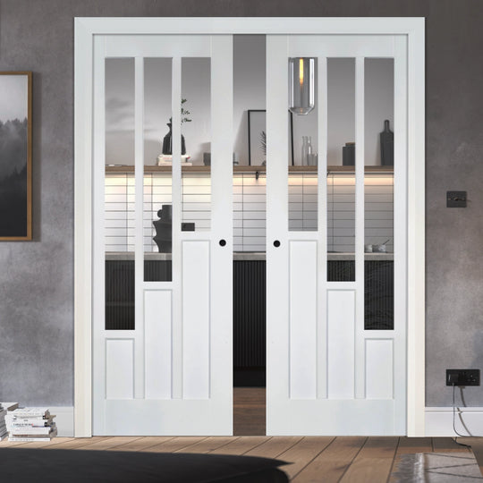 Coventry White Glazed Double Pocket Door Set