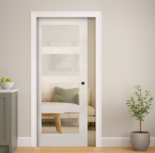 Coventry White 4L Clear Glazed Pocket Door Set