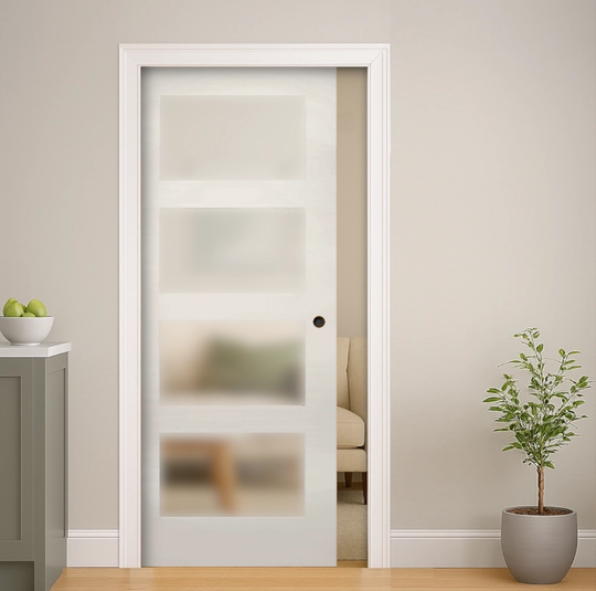 Coventry White 4L Obscure Glazed Pocket Door Set