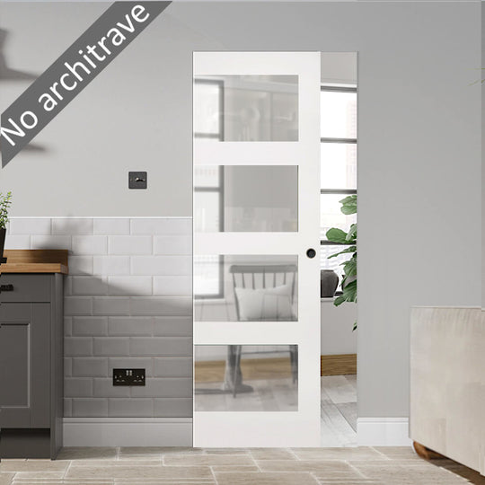 Coventry White Glazed Flush Pocket Door Set