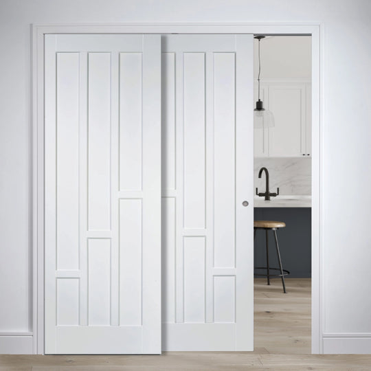 Coventry White Telescopic Pocket Door System