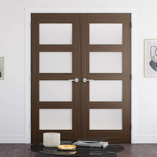 Shaker Walnut Frosted Glazed Door Pair