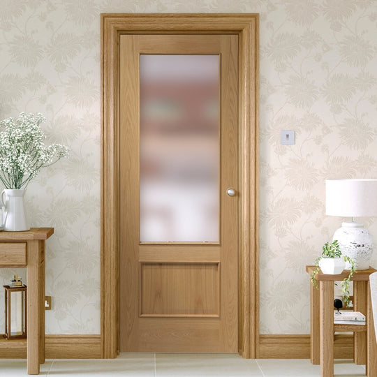 Custom Made Andria Oak Obscure Glazed Fire Door