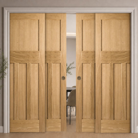 Oak DX30 4 Door Telescopic Pocket Door System