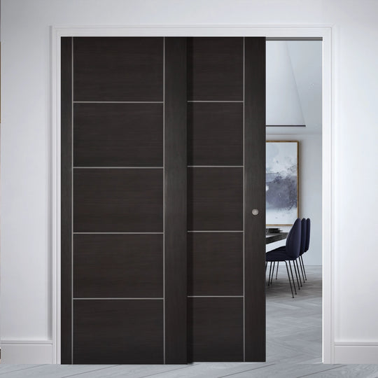 Vancouver Dark Grey Laminate Telescopic Pocket Door System