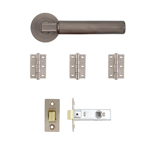 Delphi Door Handle Pack Matt Satin Black Nickel