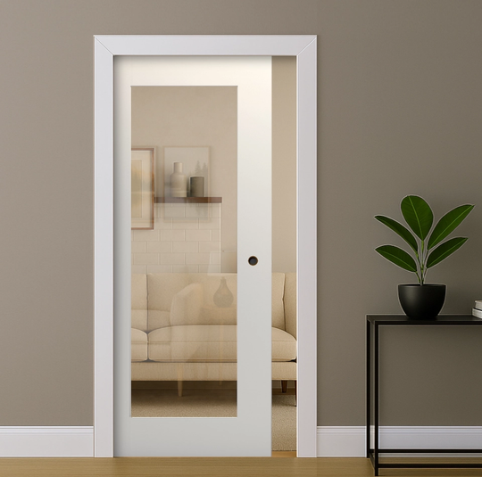Denver White Clear Glazed Pocket Door Set