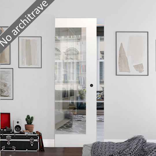 Denver 1L White Glazed Flush Pocket Door Set