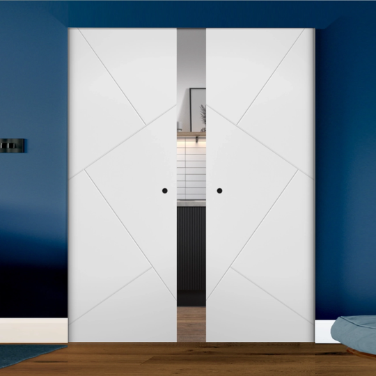 Dover White Double Flush Pocket Door Set
