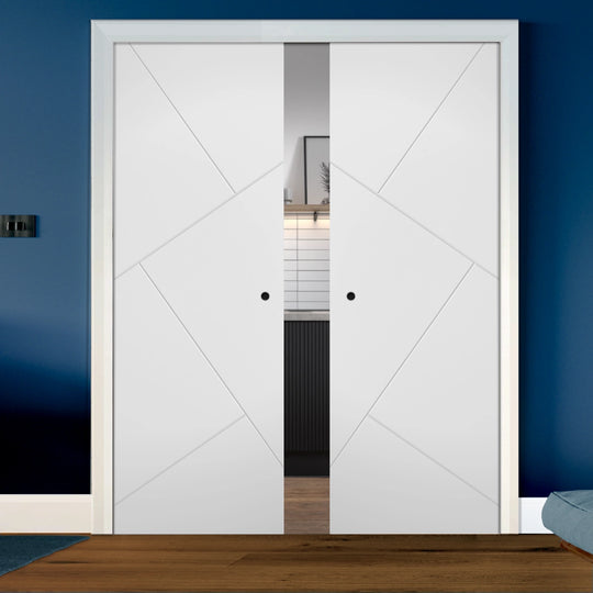 Dover White Double Pocket Door Set