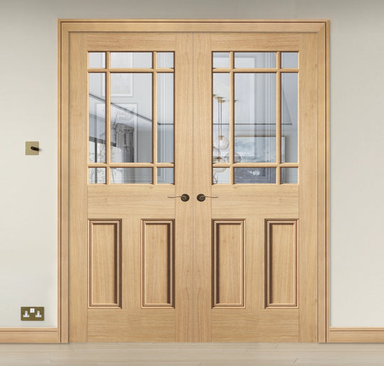 Nostalgia Oak Downham Clear Glazed Internal Door Pair