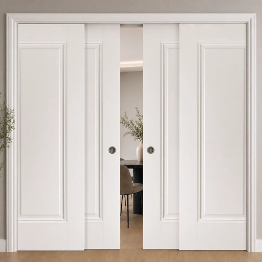 Eindhoven 1 Panel White 4 Door Telescopic Pocket Door System