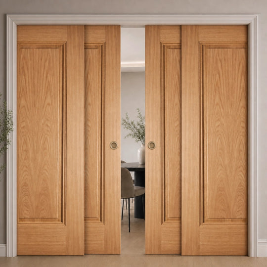 Eindhoven Oak Fully Finished 4 Door Telescopic Pocket Door System