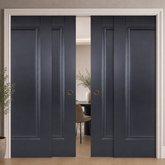 Eindhoven Black 1 Panel 4 Door Telescopic Pocket Door System