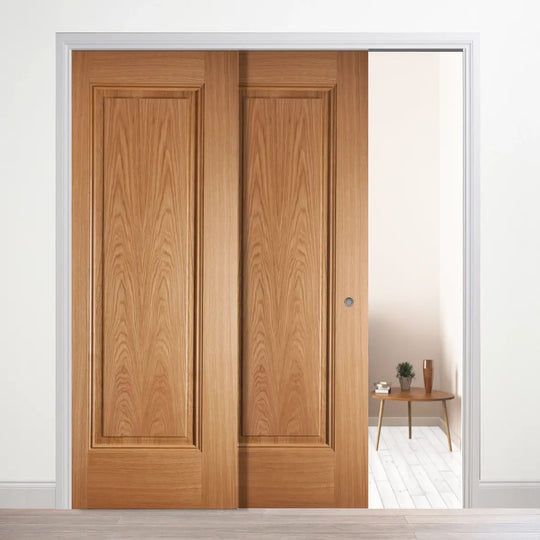 Eindhoven 1 Panel Oak Telescopic Pocket Door System