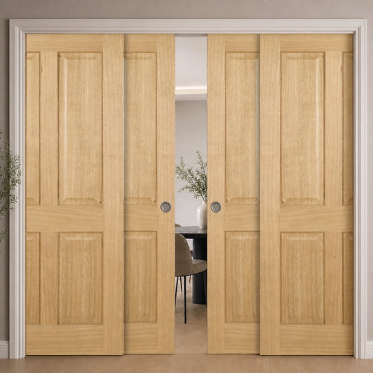 Elegance Oak Regency 4 Door Telescopic Pocket Door System