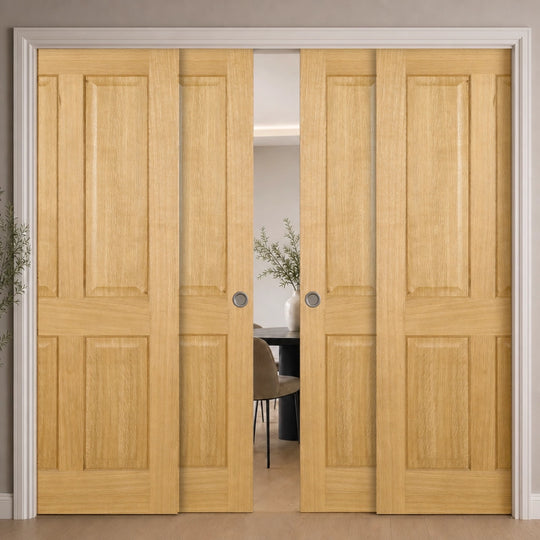 Elegance Oak Regency Fully Finished 4 Door Telescopic Pocket Door System
