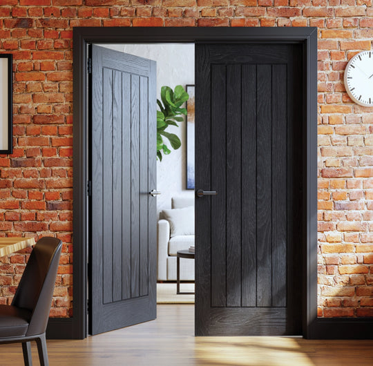 Ely Brushed Black Oak Internal Door Pair