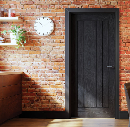 Ely Brushed Black Oak Fire Door