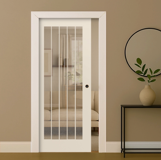 Ely White 1 Lite Glazed Pocket Door Set