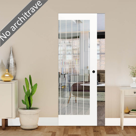 Ely White 1 Lite Glazed Flush Pocket Door Set