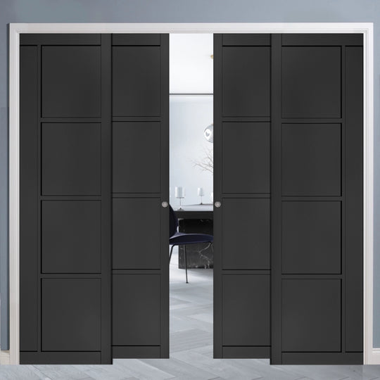 Enova Black Telescopic Pocket Door System