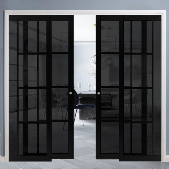 Enova Black Tinted Glazed Telescopic Pocket Door System