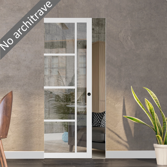 Enova White Clear Glazed Flush Pocket Door Set