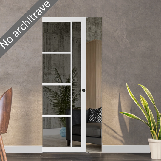 Enova White Tinted Glazed Flush Pocket Door Set