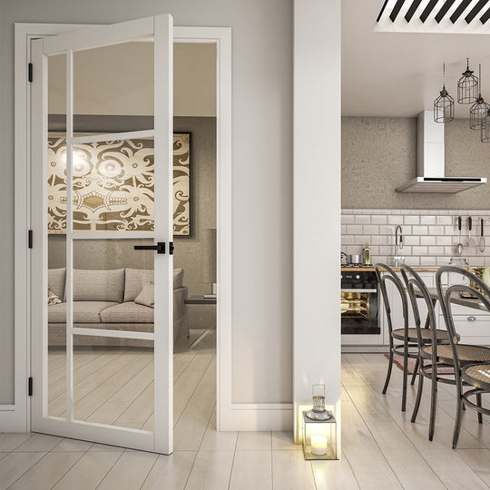 Enova White Clear Glazed Industrial Style Door